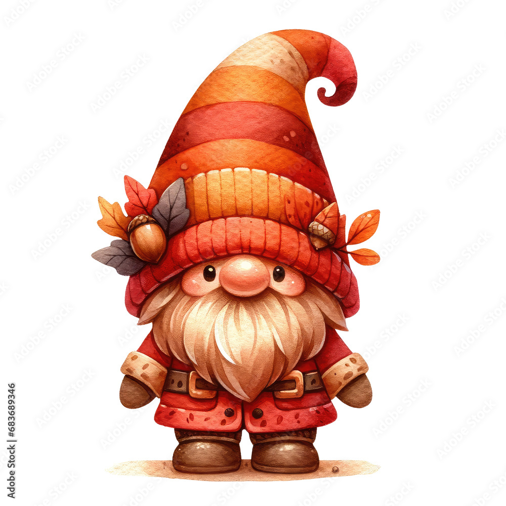  autumn fairy gnomes with pumpkins. watercolor illustration, thanksgiving decoration Design for greeting cards, invitations, sublimation printing