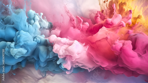 wide scatter dust, pink and blue and yellow, vibrant