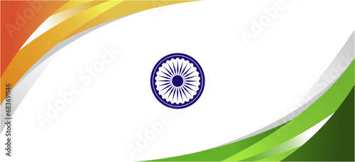 Dynamic Abstract India Flag with Tricolor Background and Ashoka Wheel. Abstract India Flag Vector Illustration photo