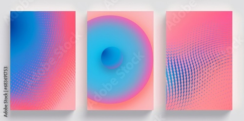 Abstract gradient background set. Minimalist style cover template with vibrant color, dot pattern, halftone collection. Ideal design for social, Generative AI