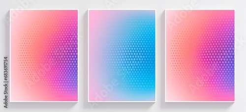 Abstract gradient background  set. Minimalist style cover template with vibrant color, dot pattern, halftone collection. Ideal design for social, Generative AI