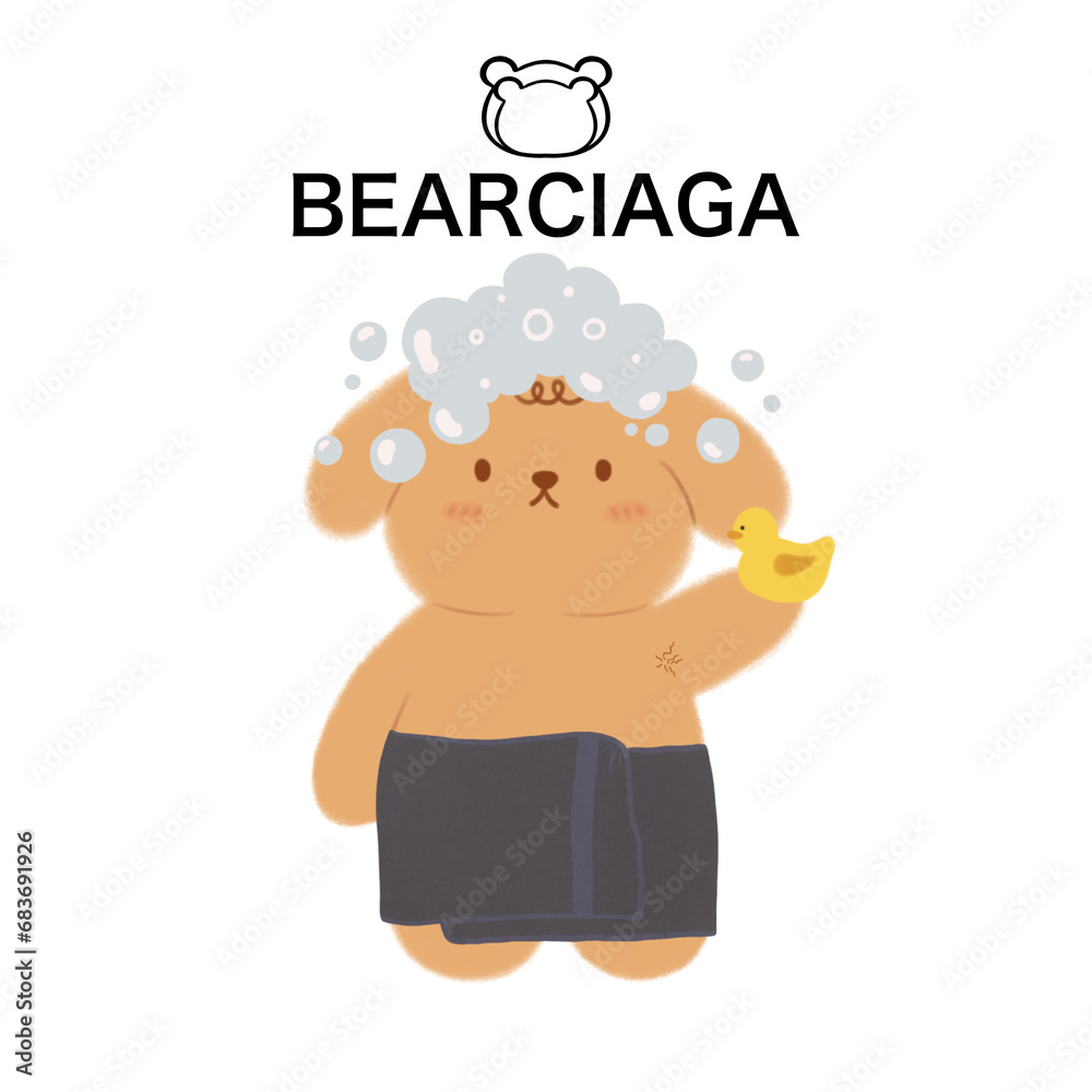 Cute Bear in a BEARCIAGA Towel Skirt Cute Bear in a BEARCIAGA Towel Skirt