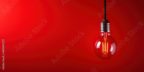 Light bulb on red background photo