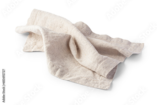Linen cloth napkin isolated on white background