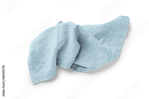 Blue linen napkin isolated on white background