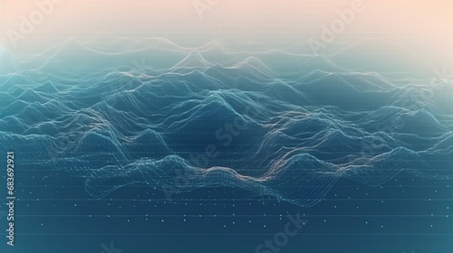 Abstract grid shape landscape background. 3D rendering, Generative AI photo