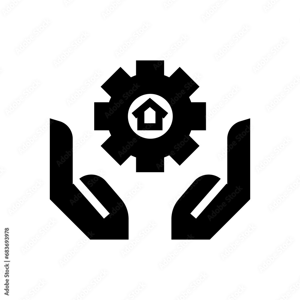 Work from Home icon. black fill icon