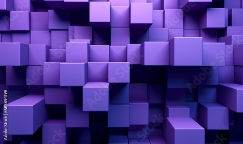 Innovative Tech Background with Precisely Constructed Multisized Blocks. Violet  3D Render  Generative AI