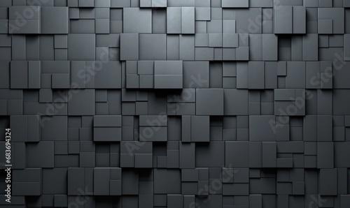 Futuristic Tiles arranged to create a Square wall. 3D  Semigloss Background formed from Concrete blocks. 3D Render  Generative AI