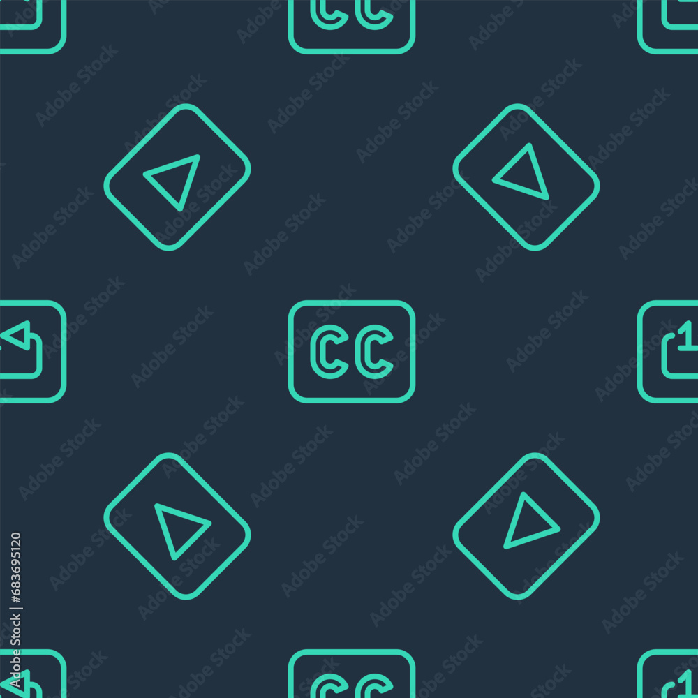 Set line Subtitles, Play button and Repeat track music player on seamless pattern. Vector Set line Subtitles, Play button and Repeat track music player on seamless pattern. Vector