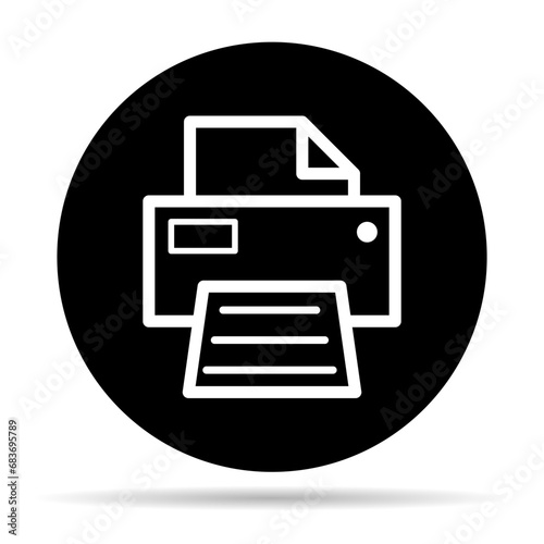 Printer document web shadow icon, printout machine technology flat sign vector illustration