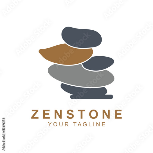  zen stone silhouette logo vector illustration design with creative idea