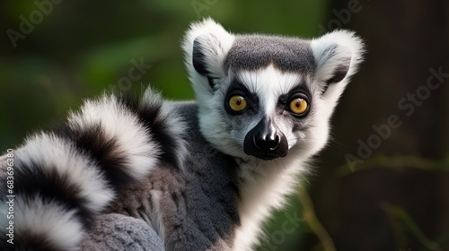 Close up of a male Ring-Tailed Lemur (Lemur catta). generative ai