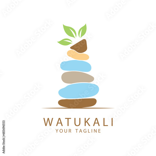  zen stone silhouette logo vector illustration design with creative idea