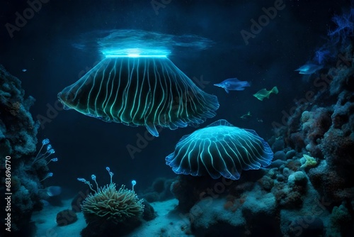 Explain the concept of bioluminescence in deep-sea creatures. 