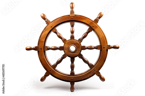 wooden ship wheel isolated on a white background