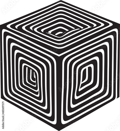 Optical Illusion Maze Cube vector EPS10