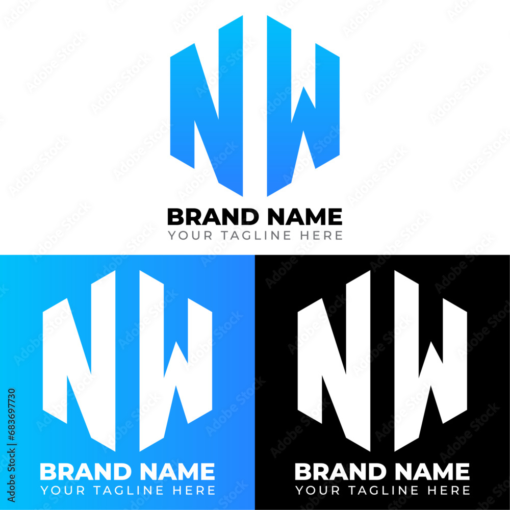 N W Double Letters Polygon Logo, Two letters N W logo design, Minimalist creative vector logo design template N W Double Letters Polygon Logo, Two letters N W logo design, Minimalist creative vector logo design template