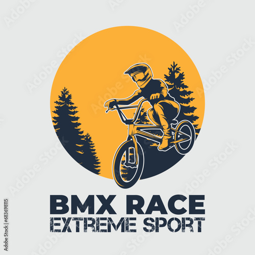 BMX Race Extreme Sport Bicycle Outdoor Yellow Vintage Logo Emblem Badge