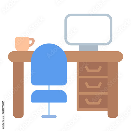 Workstation Flat Multicolor Icon