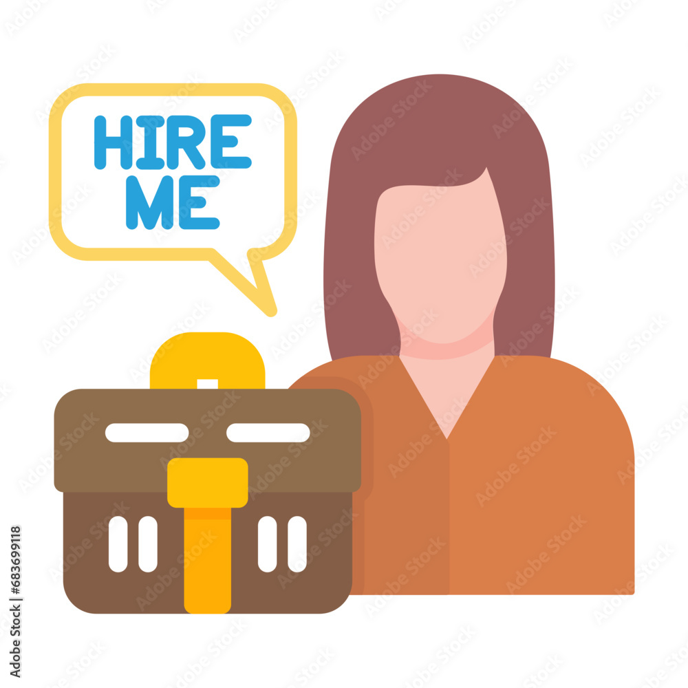 Job Seeker Female Flat Multicolor Icon Job Seeker Female Flat Multicolor Icon