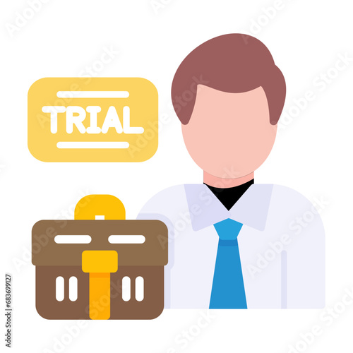 Job Trial Flat Multicolor Icon