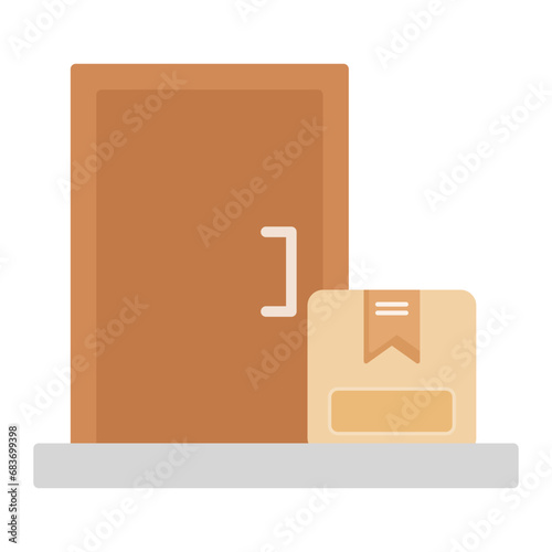 Delivery On Doorstep Flat Multicolor Icon