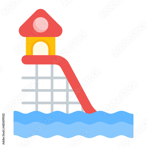 Water Slide Flat Multicolor Icon