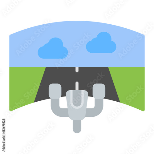 Motion Simulator Flat Multicolor Icon