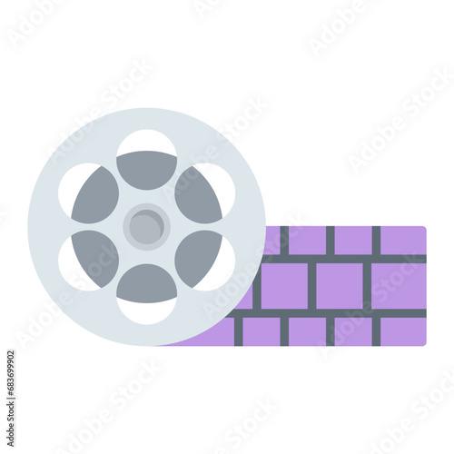 Film Reel Flat Multicolor Icon