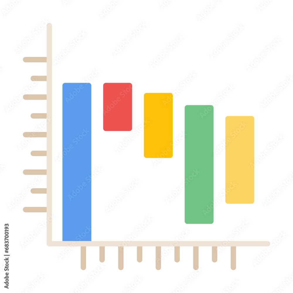 Fototapeta premium Waterfall Graph Flat Multicolor Icon