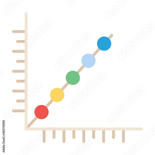 Marked Scatter With Straight Lines Flat Multicolor Icon