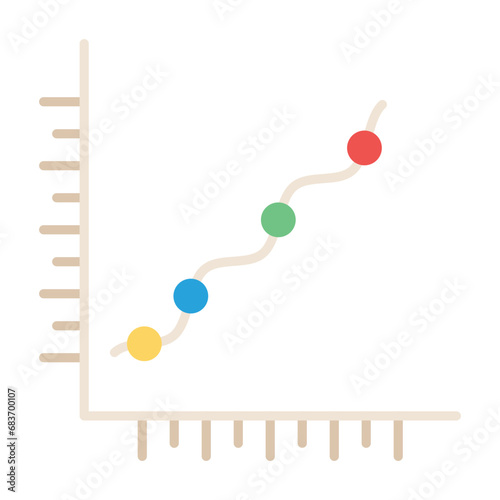 Marked Scatter With Smooth Lines Flat Multicolor Icon