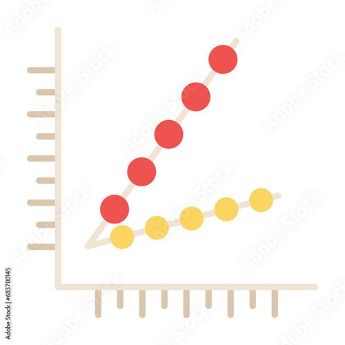 Scatter With Straight Lines Flat Multicolor Icon