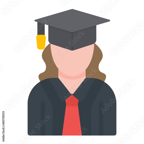 Student Female Flat Multicolor Icon