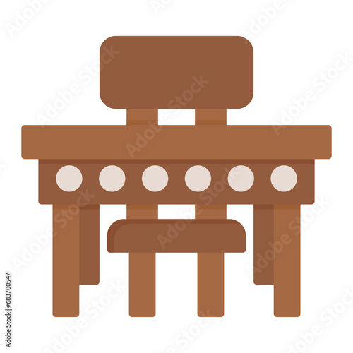 Student Desk Flat Multicolor Icon