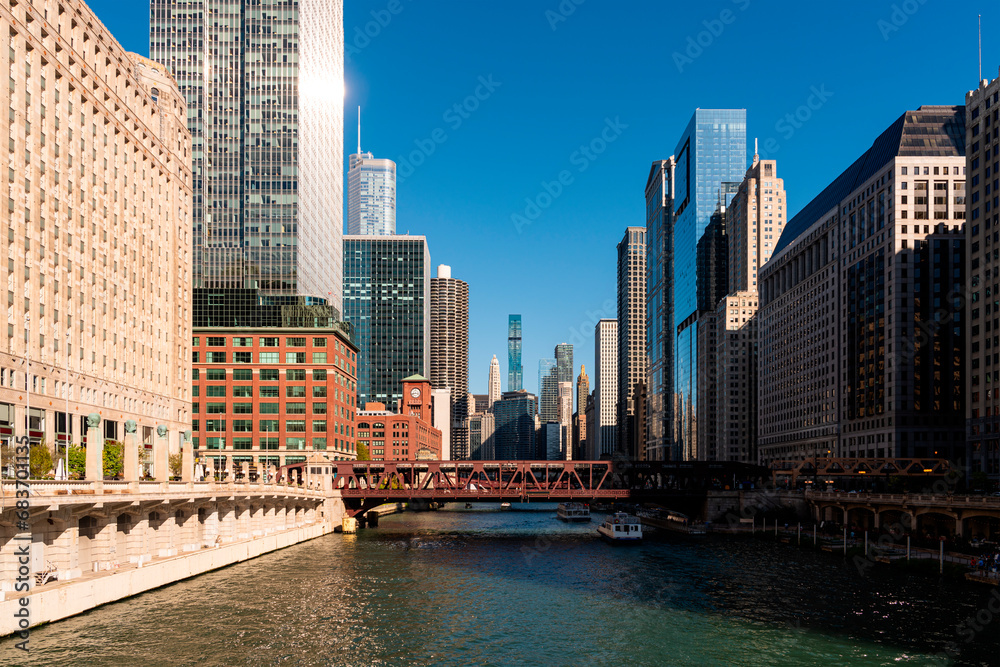 Obraz premium Chicago cityscape with business skyscrapers, office buildings