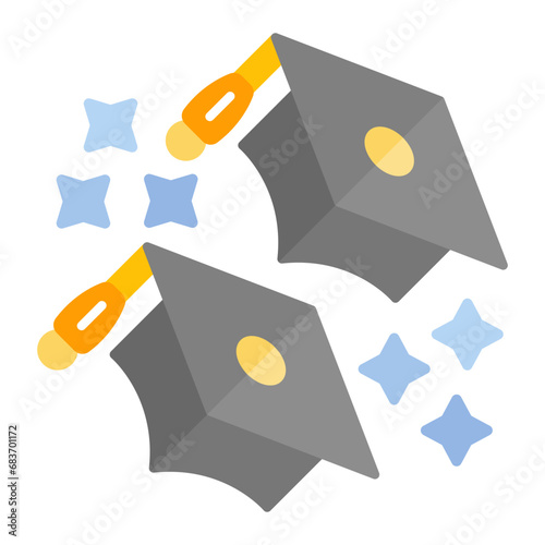 Graduate Flat Multicolor Icon