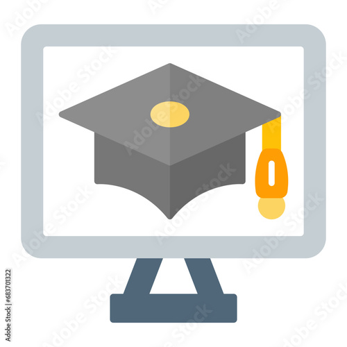Online Course Flat Multicolor Icon
