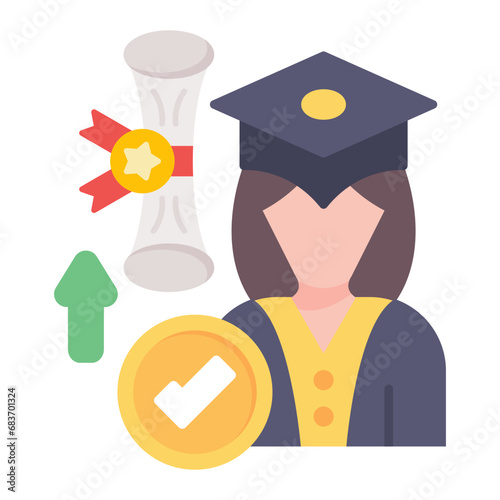 Postgraduate Student Flat Multicolor Icon