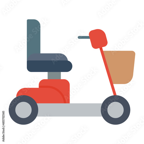 Mobility Scooter Flat Multicolor Icon