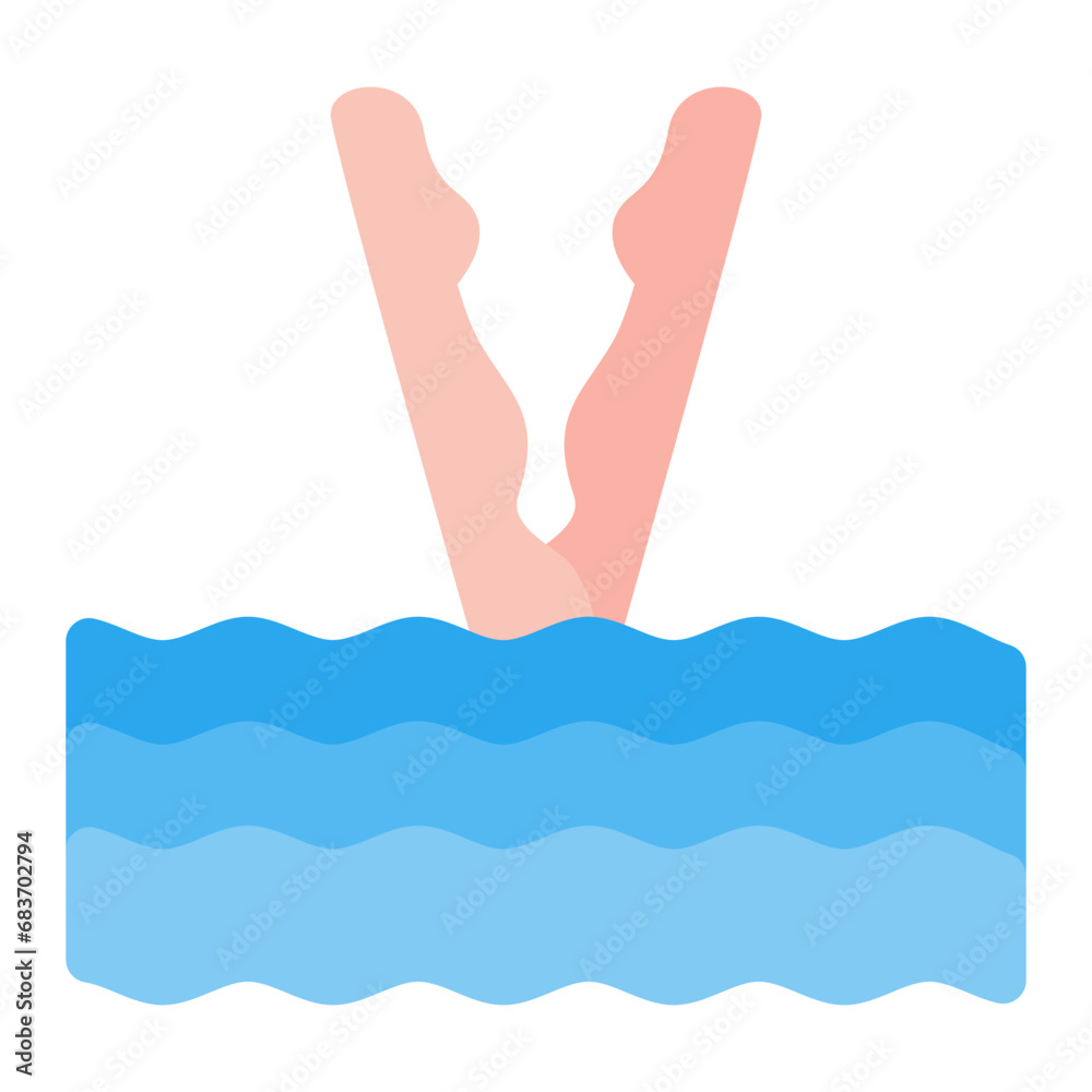 Obraz premium Synchronized Diving Flat Multicolor Icon