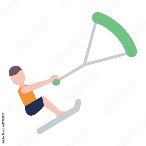 Kiteboarding Flat Multicolor Icon