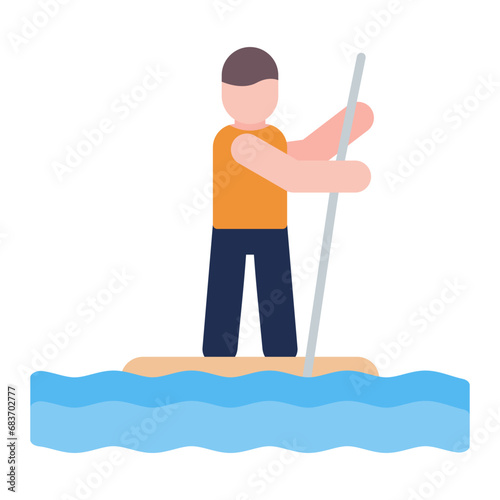 Standup Paddleboarding Flat Multicolor Icon