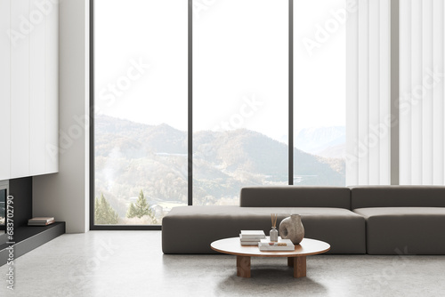 Panoramic white living room interior with sofa © ImageFlow