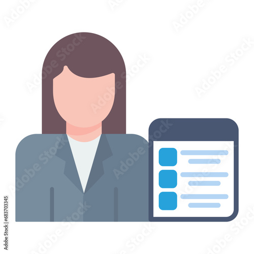 Recruiter Female Flat Multicolor Icon