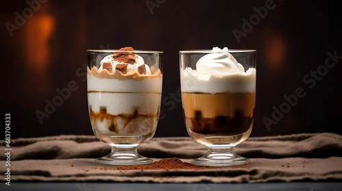 photo coffee drink with milk in glass generative AI © image multimedia
