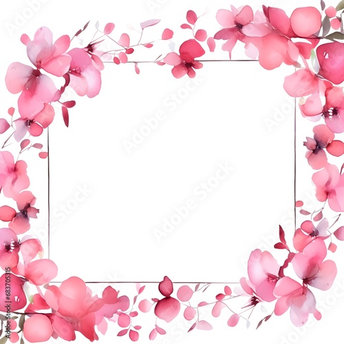 pink watrecolor paint flowers for valintine day card frame border decor