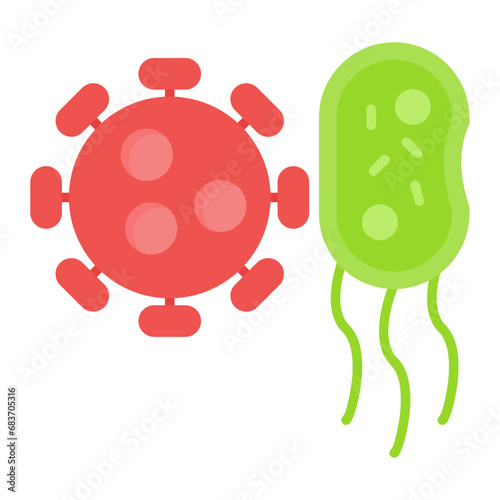 Bacteria And Virus Flat Multicolor Icon