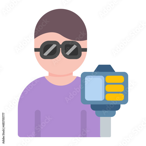 Male Vlogger Flat Multicolor Icon